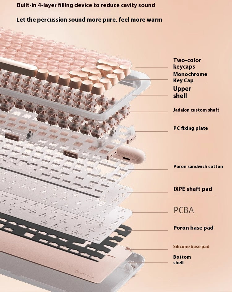 Liquid Foundation Keyboard Wireless Mechanical Bluetooth Three-mode Hot Plug Office 84 Keys