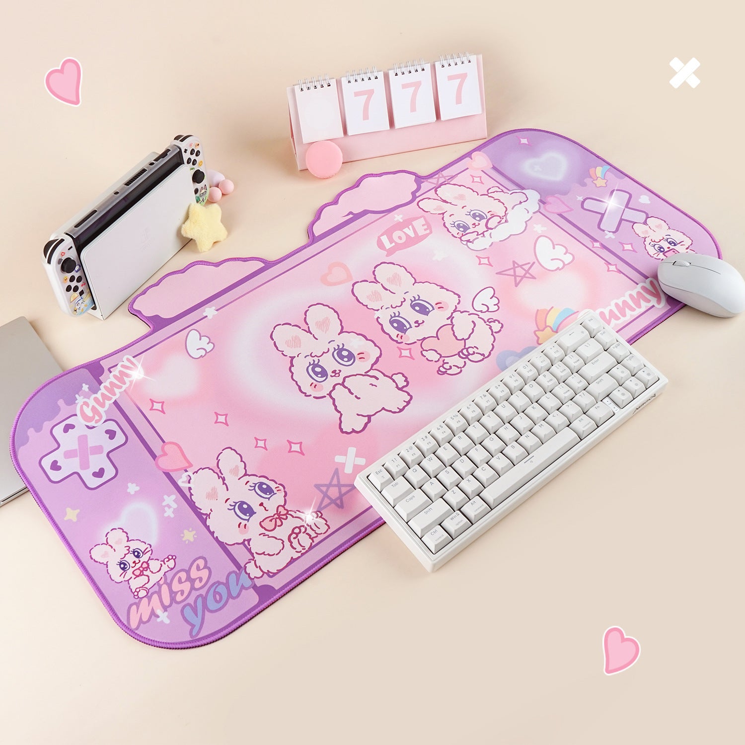 Original Fluffy Rabbit Oversized Mouse Pad Special-shaped Large Table Mat