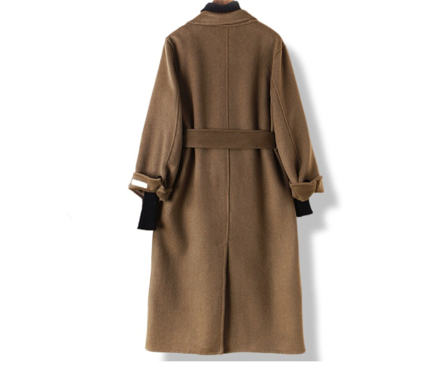 Long suit collar woolen coat