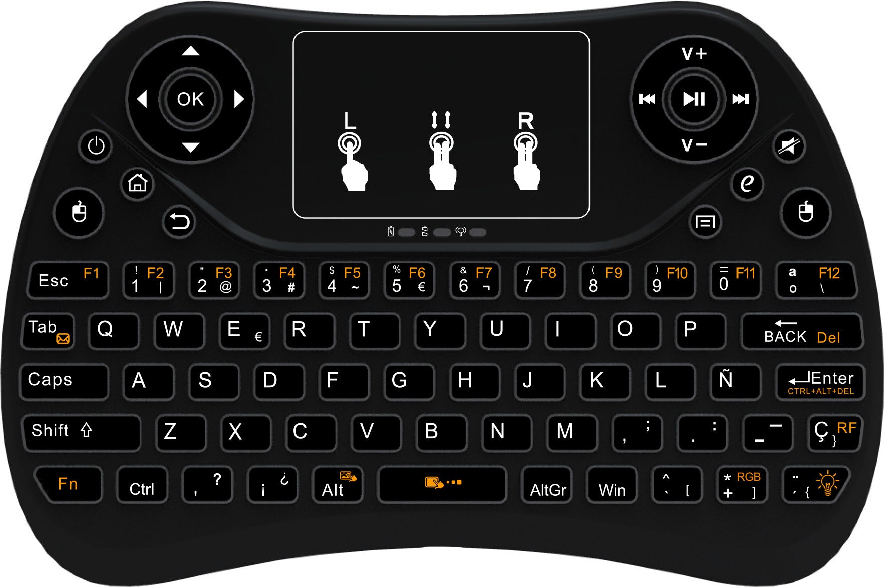Mini touch keyboard with seven-color backlight English