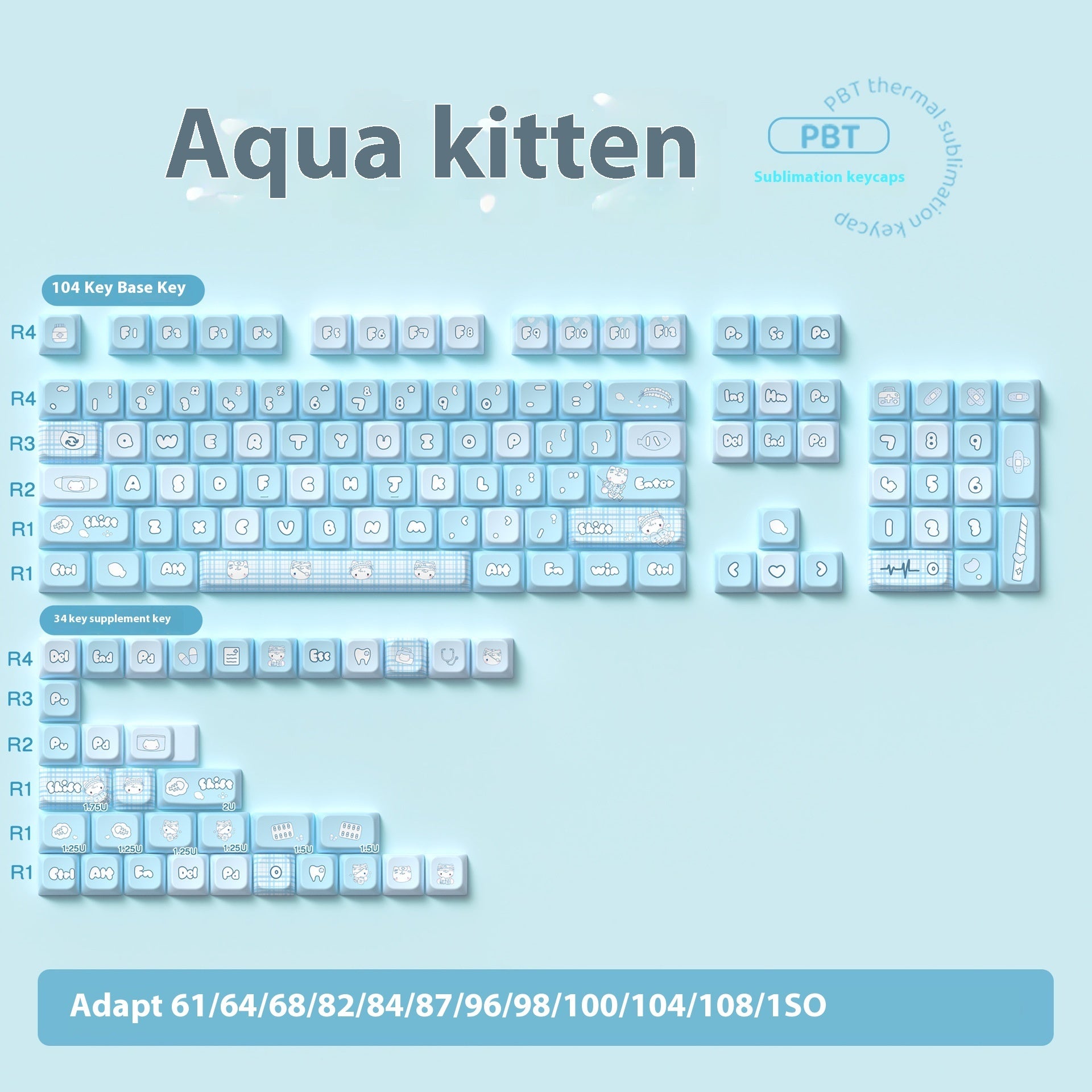 Water Color Kitten Highly Personalized Customized Original Key Cap