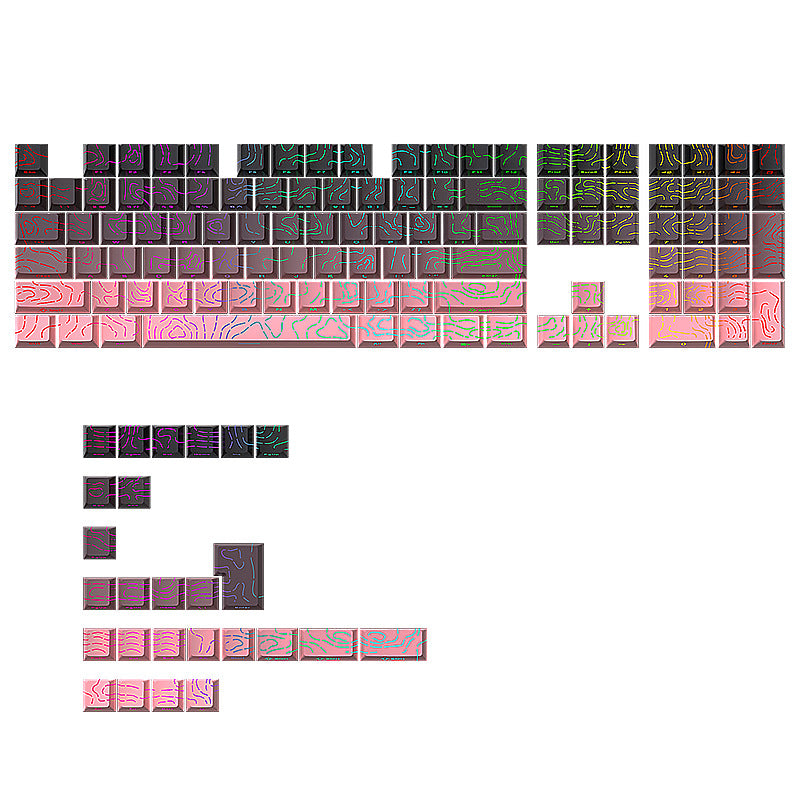 Black Rose Contour Line Two-color Crack Luminous Key Cap