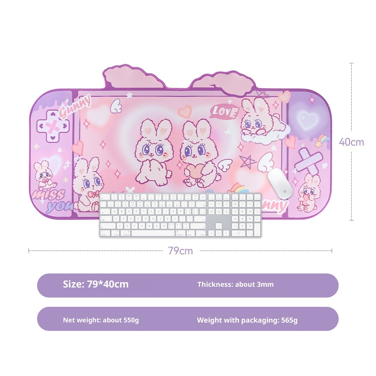 Original Fluffy Rabbit Oversized Mouse Pad Special-shaped Large Table Mat