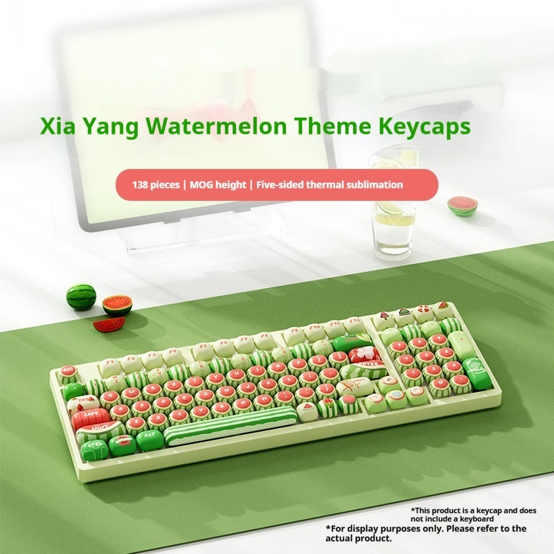 Watermelon Theme Five-sided Sublimation MOG Height PBT Small Steamed Bun Key Cap Mushroom Type