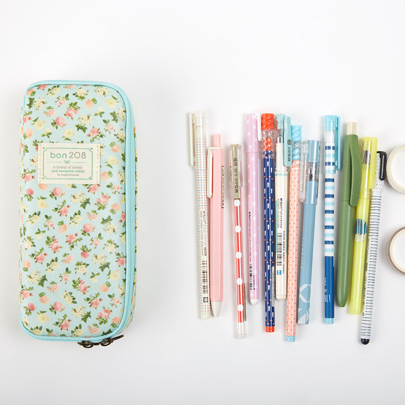 Pastoral Floral Simple Multifunctional Student Stationery Pen Storage Bag