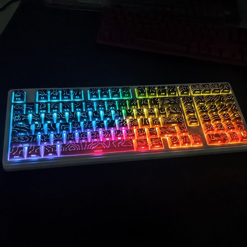 Black Rose Contour Line Two-color Crack Luminous Key Cap