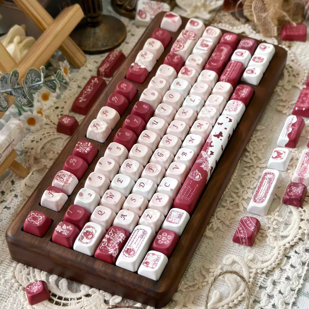 Butterfly Flower Note Original PBT Five-sided Dye-sublimation Mechanical Keyboard Keycaps