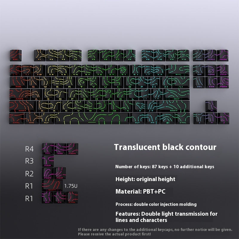 Contour Line Black Line Crack Character Luminous Key Cap