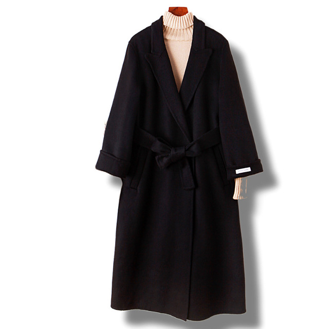 Long suit collar woolen coat