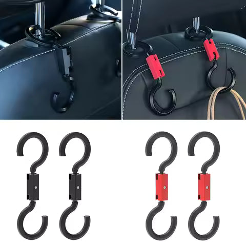 1 pair Car Headrest Hook Seat Back ABS Hook Portable Hanging Clothes Holder Adjustable Rotatable Bedroom Closet Hooks Bear 6 KG