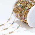 1 Meter Stainless Steel Gold Beaded Crystal Rhombus Chains for DIY Jewelry Necklaces Bracelets Findings Earrings Making Supplies