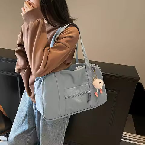 Large Capacity Nylon Bag Women's New Fashion Casual One-Shoulder Travel Luggage College Commuter Tote Bag