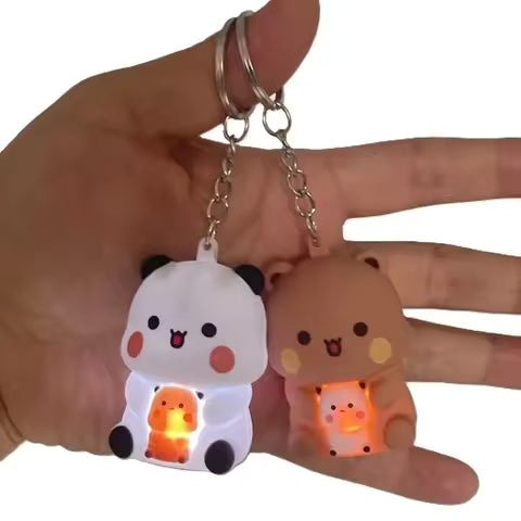 -Bubu Dudu Say I Love You Voice Toys Keychain Yier Panda Bear Glowing Anime Figures Phone Ornament Bag Decoration Couple Gifts