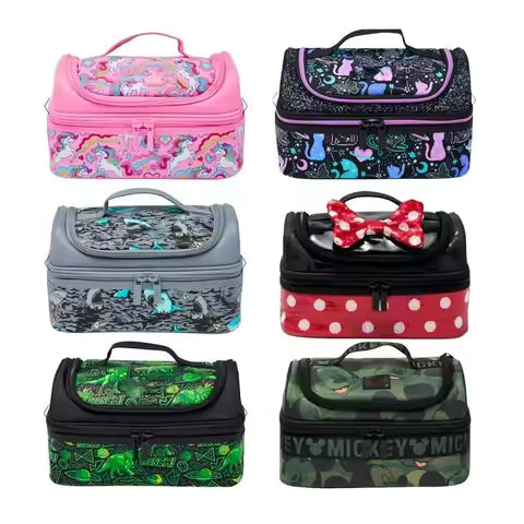 Meal Bag Double-Layer Handbag Lunch Box Waterproof Insulation Bag For Elementary School Students Anime Peripheral Lunch Bag