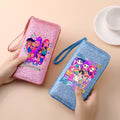 KPop Demon Hunters long Wallet Women Sequin Bling Zipper Wallets Pu Leather Coin Purse ID Card Holder Female Clutch Purses