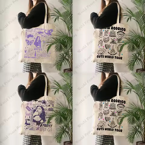 1 pc Olivia Guts Tour patternTote Bag Shoulder Bag Summer Beach holiday Bag Olivia Bad Idea Right Sour Tour Merch Gift For Her