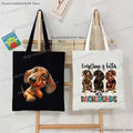 "Everything Is Better with Dachshund" Funny Women's Handbag Cartoon Beagle Animal Dog Lover Shopping Fashion Shoulder Canvas Bag