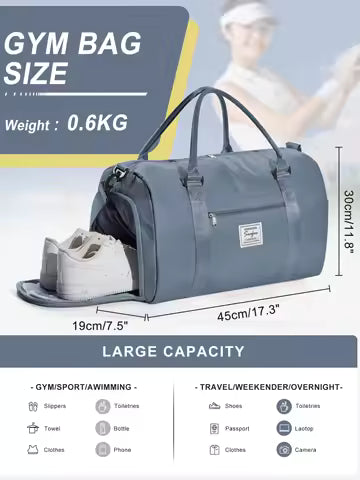 Hand Pockets Lady Weekender Bag Travel Canvas Bag, Weekend Nightlife Bag, Women Men Sports Fitness Bag，Hospital Delivery Bag