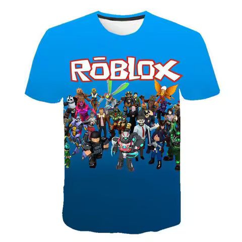 NewRoblox Game Kids T-Shirt Boys Girls Cartoon Print Casual Short Sleeve T-Shirt Summer Fun Extra Large Children's Clothing Gift