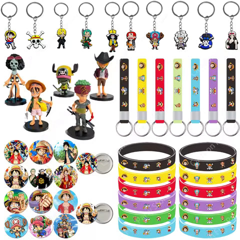 One Piece Birthday Party Favors One Piece Collectible Model Gifts Slap Bracelets Kids Goodie Bag Fillers Party Supplies Decorati