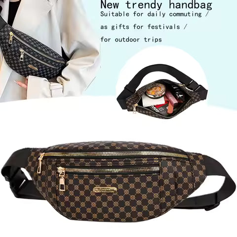 Trendy Women's Multi-color Patterned Waist Bag Stylish Design for Daily Use Outdoor Trips Multi-pocket Versatile Practical Bag