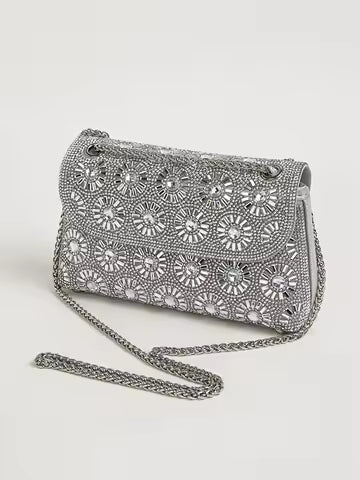 1 PC Glitter Bling,Shiny Glamorous,Elegant,Exquisite Big Rhinestone Chain Decor Shoulder Evening Bag