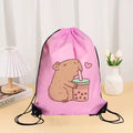 Capybara Drawstring Bag Sports Waterproof Backpack Bundle Pocket Anime Figures Terylene Basketball Bags Boys Girls Birthday Gift