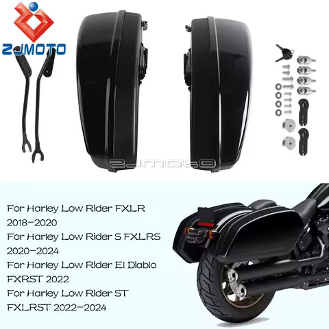 Motorcycle Hard Saddle Bags Side Bags W/Docking Kits For Harley Softail Low Rider ST FXLRST 22-24 FXLRS 20-24 FXLR 18-20 Luggage