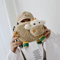 Cute Cartoon Kids Crossbody Bags Winter Plush Princess Girl Messenger Bags Travel Mini Lamb Fleece Shoulder Bags Photo Props
