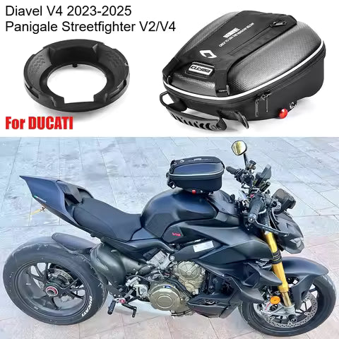 Tank Bag for DUCATI Diavel V4 Streetfighter V4 Panigale V2 S R Motorcycle Saddle Bags Ring Mount Fuel Top Case Quick Lock Flange