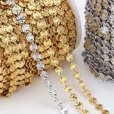 1 Meter Stainless Steel Round Embossing Small Discs Chains for DIY Necklace Bracelet Jewelry Making Accessories