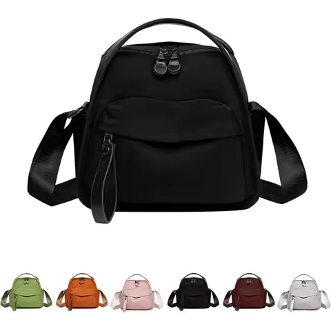 , Women Veluna Crossbody Shoulder Bag, Solid Zipper Handbag, Lightweight Large (Black, One Size)