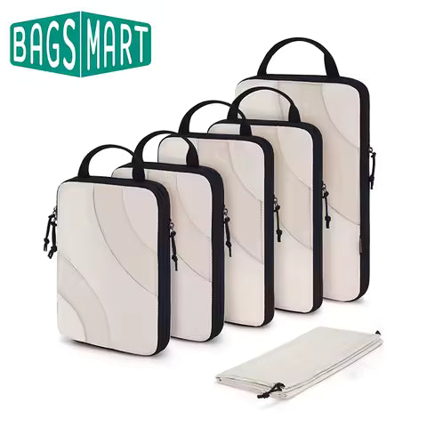 BAGSMART 6 Set Compression Packing Cubes for Travel Lightweight Suitcase Organizers Bag Set Travel Cubes for Luggage
