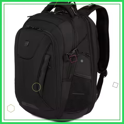 TSA-Friendly Laptop Backpack with USB Port, Fits 16" Devices, Shoe Compartment & Organizer Pockets - Black