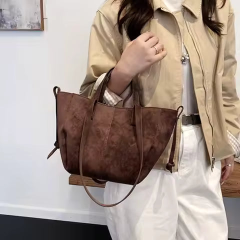 Light Luxury Solid PU Hasp Shoulder Bag for Women Commuting Frosted Leather Handbag 2026 Hot Sale Large Capacity Niche Tote Bags