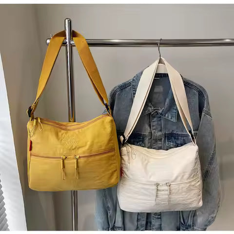 Commuter Nylon Shoulder Bag Lightweight Women Adjustable Strap Travel Bag Multi Pocket Waterproof Diagonal Crossbody Bag Sacoche