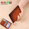 1 men's genuine leather wallet with RFID barrier, short, ultra-thin top layer cowhide, Valentine's Day gift