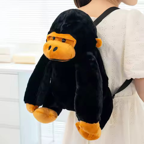 32CM Creative Gorilla Plush Backpack Cute Monkey Stuffed Doll Funny Student School Backpack Gifts