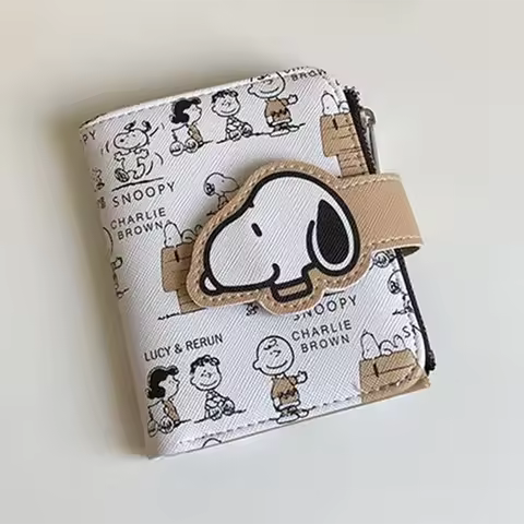 Snoopy Purse Anime Cartoon Short Coin Wallet High Value Cute Zipper Student ID Holders Multi Slot Bag Women Men Birthday Gifts