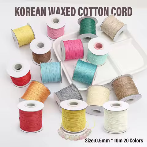 0.5mm Korean Waxed Cotton Cord Waxed Thread Cord String Necklace Rope Bead For DIY Bracelet For Jewelry Making Findings 10m/roll