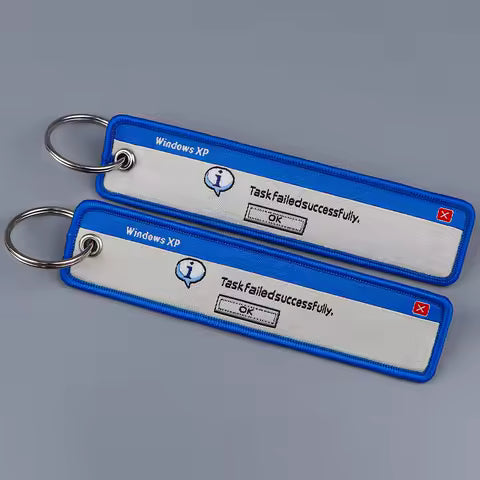 "Task Failed Successfully" Embroidery Key Fobs Funny Key Tags Keychain For Motorcycles Cars Key Ring Accessories Chaveiro Gift