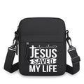 "Jesus Saved My Life" Print Men's Crossbody Bag Casual Commute Travel Zipper Messenger Bag for Christian Believers Gifts