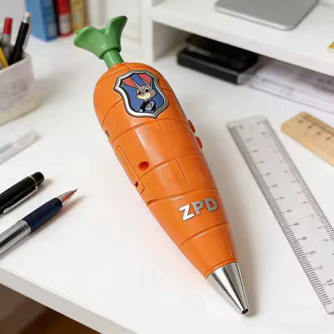 **HOT toy Disney Zootopia 2 Carrot Recorder Pen | Judy & Nick Style for Kids | 60s Mini Recorder | 2-in-1 Gel Pen Stationery