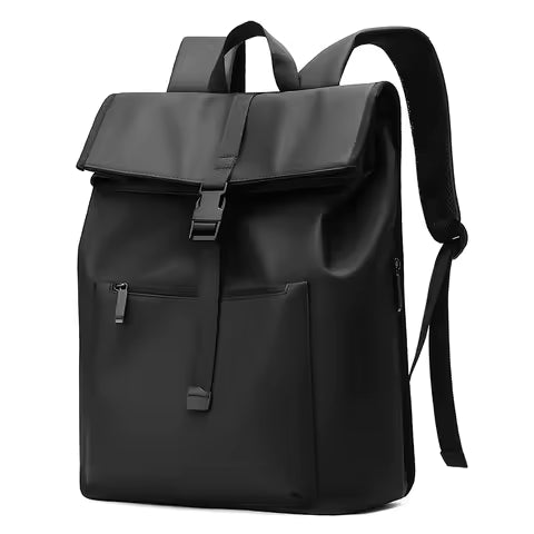 Flip-top rolled-up lock backpack, computer storage, travel and commuting waterproof square backpack