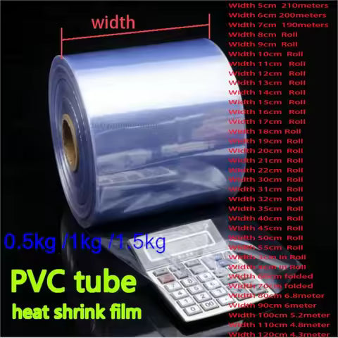 0.5-1.5kg PVC Heat Shrinkable Continue Pipe Clear Film DIY HOT Shrink Wrap Packaging Tube Plastic Pack Box Bottle Jar GIFTS JOY
