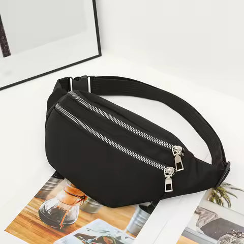 1 Pc Minimalist Multiple Pockets Nylon Waist Bag - Lightweight Bum Bag Crossbody Bag For Women Men For Sports/Daily Use