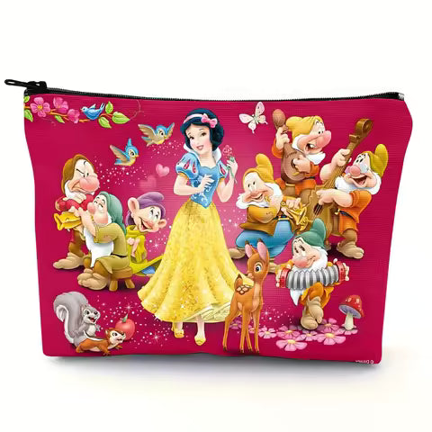 1 Piece Disney Cartoon Pattern Snow White Fashion Cosmetic Bag - Women's Cute Multifunctional Zipper Bag, Jewelry Storage Bag, Perfect Travel Zipper Storage Bag - Fun Birthday Gift