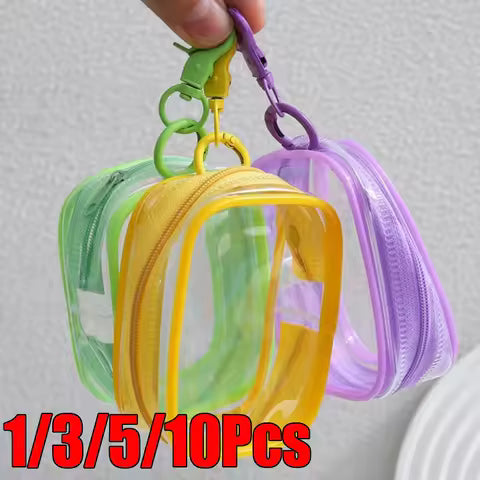 1-10pcs Color Clear Zipper Storage Bag Cartoon Doll Children Toy Box Organizer Earphones Chargers Pouch Gift Bags Dustproof Case