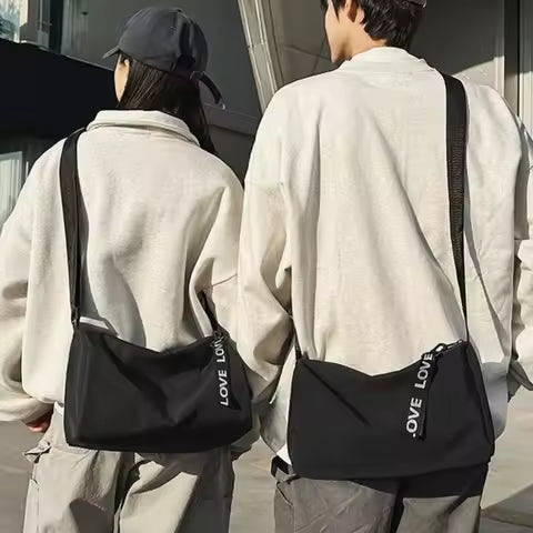 1 Piece, Men's and Women's Handbag, Large Capacity Black Shoulder Bag, Crossbody Bag, Simple Solid Color Luggage Bag, Multifunctional, Suitable for School Teenagers, Freshmen, University Dormitory Use, Back to School, Vacation, Travel, Fitness