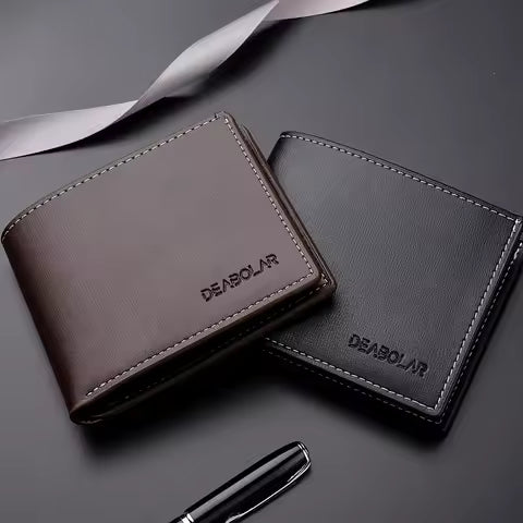 Pu Leather Men Short Wallet Thin Style Folding Young Men Credit Card Holder Wallet